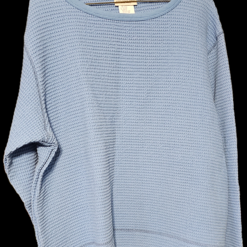 Waffle Knit Light Blue Sweater USA made